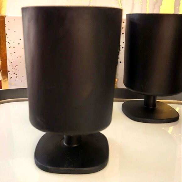 Vintage Pristine 1960s "Mod" Set Of 4 Matte Black Cocktail/Water 8 oz. Glasses - Picture 3 of 4